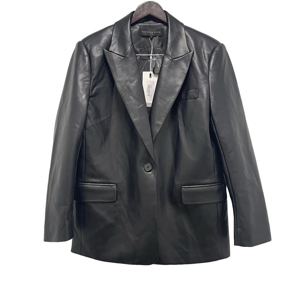 Endless Rose Faux Leather Pu Oversized Single Button Black Blazer Size Large